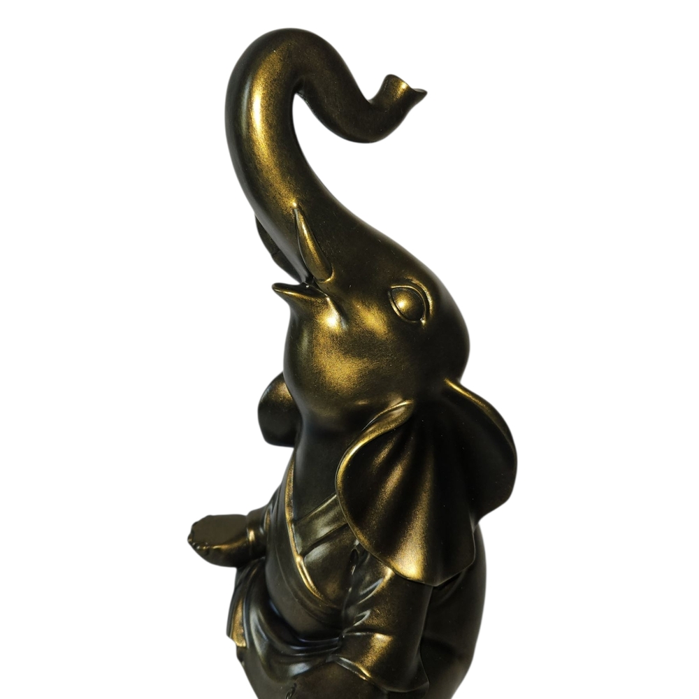 Elephant Zen Meditating Statue Decor, 12.5 inch Elephant Yoga Statue Mindfulness